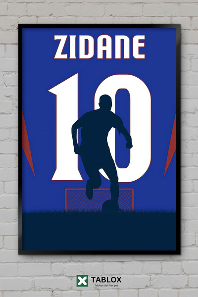 TABLOX Zidane, fudbaler, francuska legenda, fudbalski poster na zidu, uokvire...