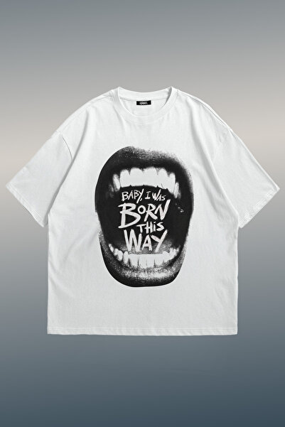 Grove Fashion تي شيرت مطبوع عليه Born This Way للجنسين مقاس كبير