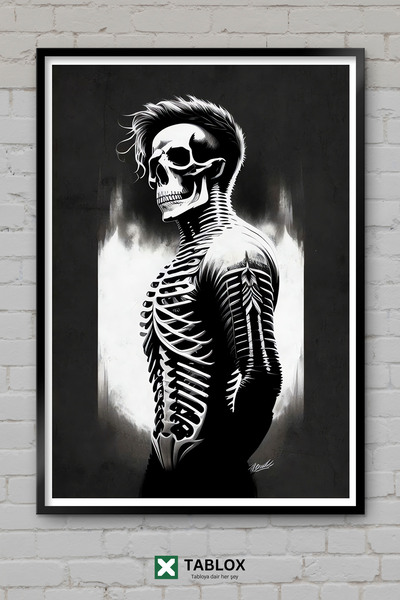 TABLOX Αφίσα τέχνης Skull Kafatası Karanlık Sanat με γοτθικό πλαίσιο, διακοσμ...