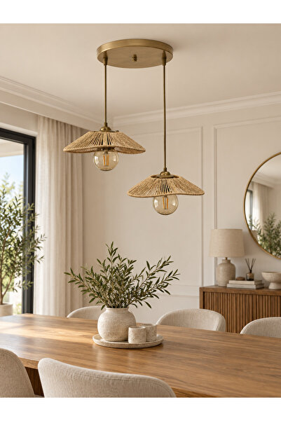 Tasarı Sanatı Ev Dekarasyonu Handmade Sarkıt 2li Avize Rustik Tarz Modern Lamba