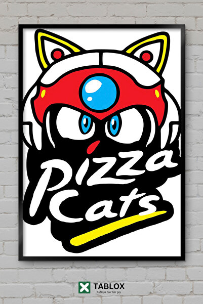 TABLOX Pizza Cats Pisici Drăguțe și Amuzante Poster Artă cu aspect de ramă Ta...