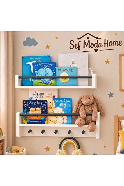 Sef moda 2-Piece Mdf Montessori Shelf & Bookcase Anthracite