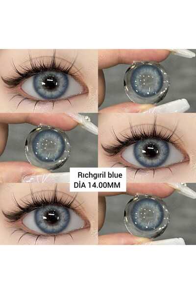 Eyeshop GÖZ LENSİ RICHGIRL BLUE MAVİ TONDA hareli damarlı Geniş pupilli doğal...