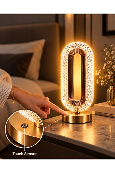 JİLDAAN مصباح طاولة LED قابل لإعادة الشحن مع تحكم باللمس، 3 أوضاع ألوان و3 مس...
