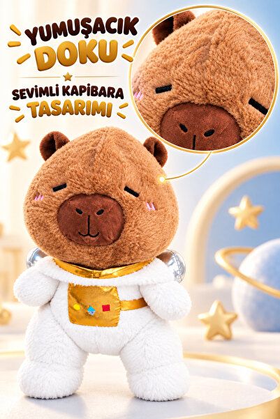 İlknurtoys Astronot Kostümlü Kapibara Peluş Oyuncak Sevimli Yumuşak Hediyelik Model