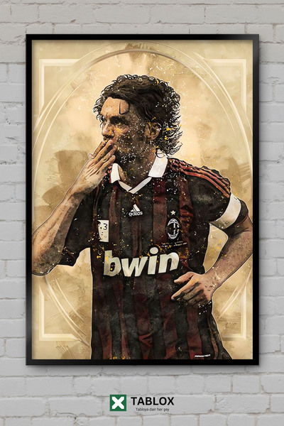 TABLOX Paolo Maldini Fudbaler Fudbal Italija Poster Okvir Izgled Dekorativna ...