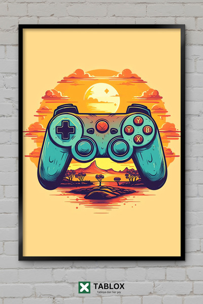 TABLOX Controler de jocuri, mâner de joc, poster Neon Gamer, tablou decorativ...
