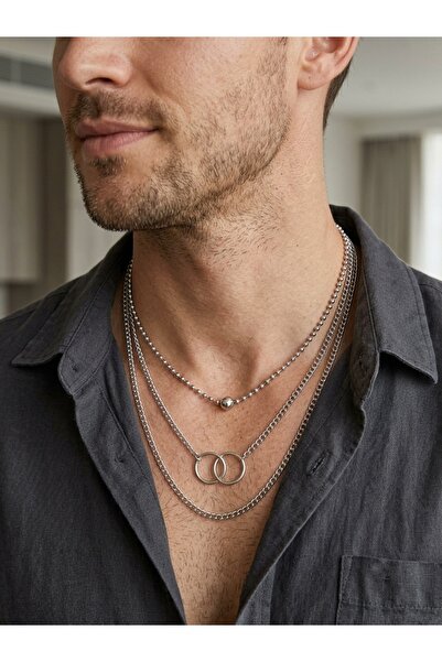 REN AKSESUAR Men's Necklace Set 3 Pieces