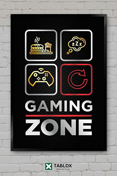 TABLOX Gaming Zone Game Zone Gamer Neon Αφίσα τοίχου με κορνίζα Διακοσμητικός...