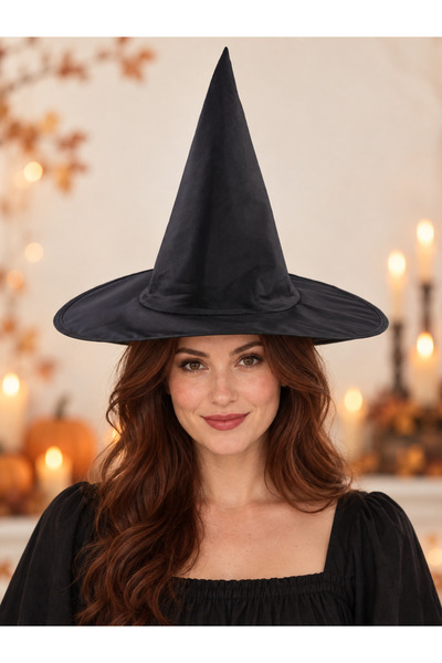 DOĞABEREN Cadı Şapkası Halloween Parti Kostüm Aksesuarı Siyah