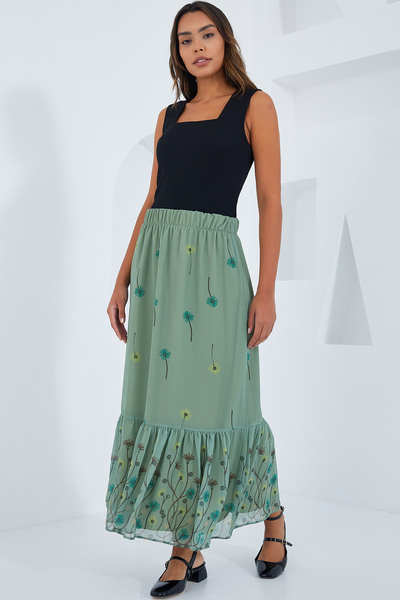 Modamorfo Women's Patterned Chiffon Skirt 8010