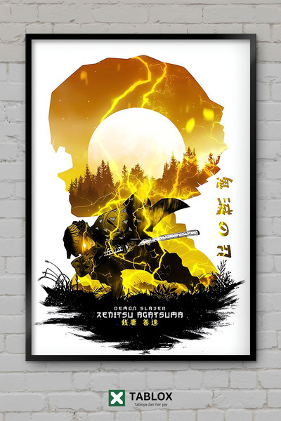 TABLOX Demon Slayer Zenitsu Agatsuma Anime Manga Japanski poster okvir Dekora...