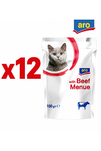Aro 12 pieces - Wet Cat Food with Beef 100 g