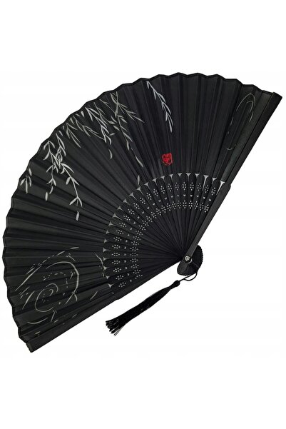 odjas Evantai negru pliabil manual 21x37 cm chinezesc – stabil, pentru suflare