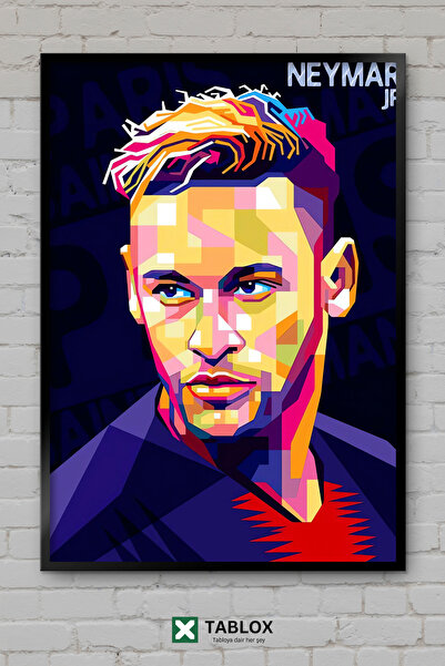 TABLOX Neymar Jr. Fudbaler Fudbal Brazil Poster Uramljen Dekorativni MDF Slik...