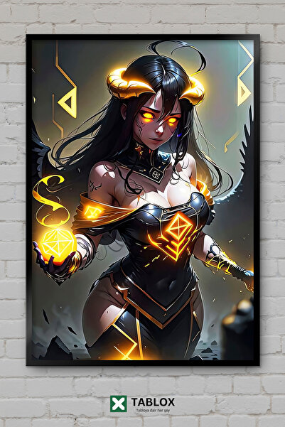TABLOX Overlord Albedo Άνιμε Μάνγκα Ιαπωνικός Χαρακτήρας Αφίσα με Πλαίσιο Δια...
