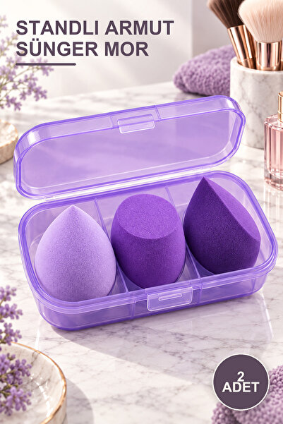 Yenilig 2 Pieces of Pear Sponge with Stand Purple