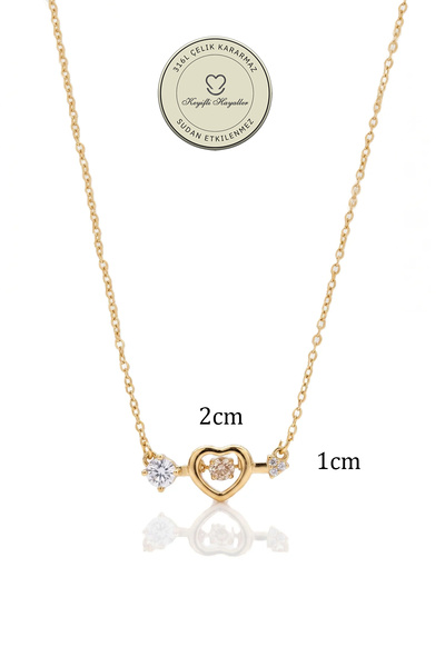 Keyifli Hayaller Çelik Kolye - 1cm Minimal Kalp 316L Çelik Kolye Kararmaz Solmaz 42+5cm