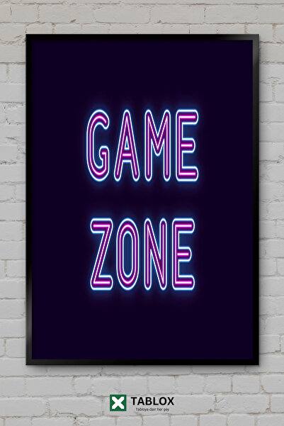 TABLOX Game Zone Game Zone Gamer Αφίσα τοίχου Neon με διακοσμητικό πλαίσιο, Δ...