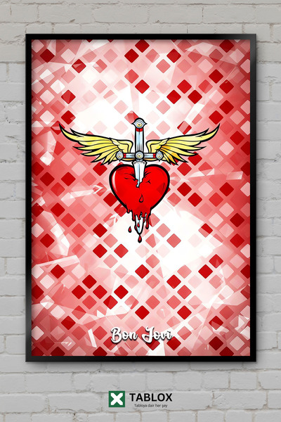 TABLOX Bon Jovi bend muzika rok pevač portret poster okvir izgled dekorativna...
