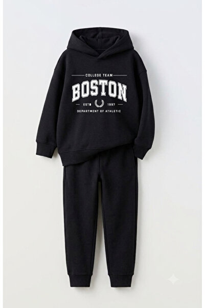 Let's Wear Boston Premium Sweatshirt & Sweatpants Set for Kids - 2-Piece Spor...