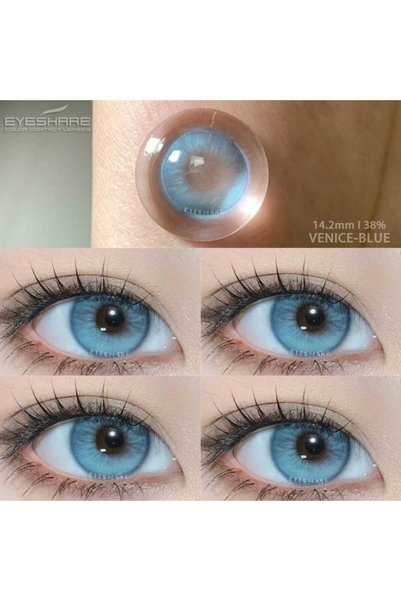 Eyeshop GÖZ LENSİ VENICE BLUE MAVİ TONDA Haresiz damarlı Geniş pupilli doğal ...