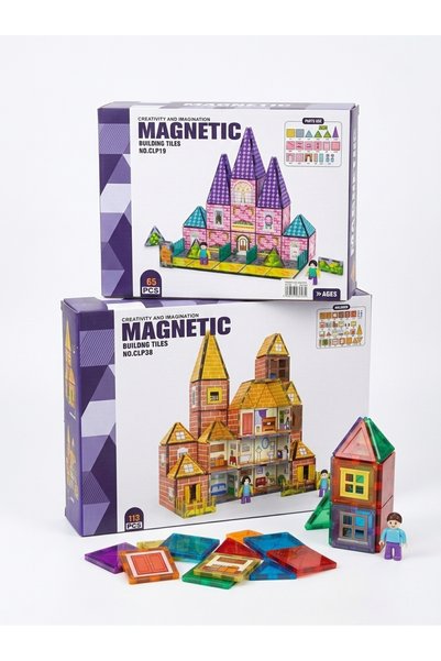 HOME MODE Clear Color Magnetic Blocks Building Set with Figures – Educational...