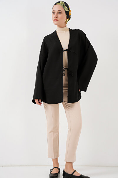 Modamorfo Linen Hijab Kimono 5968 - Black