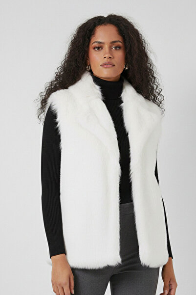 Modamorfo 6804 Women's Fur Vest - White