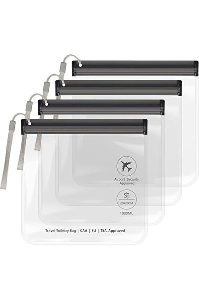 GENERAL 4PC Airport Security Liquids Bags 20X20 cm Clear TSA Approved Securit...