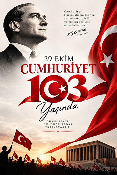 okulcenter 29 EKİM CUMHURİYET BAYRAMI AFİŞ BRANDA 150 x 200 CM