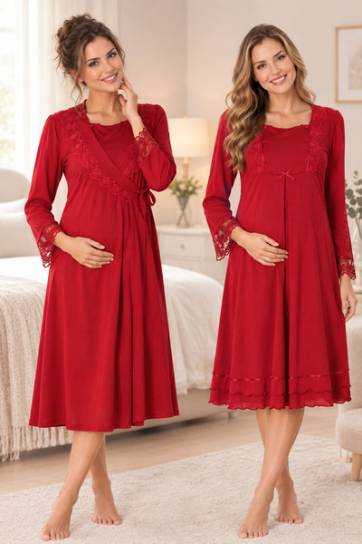 by İGP Maternity Pajamas Set with Cotton Nursing Features and Nightgown Set E...