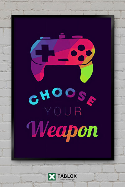 TABLOX Όπλο για παιχνίδια, Όπλο για gamers, Αφίσα δράσης με νέον, Διακοσμητικ...
