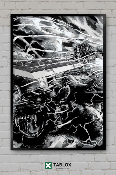 TABLOX Berserk Guts Anime Manga Mračna Fantastična Japanska Umeđena Dekorativ...