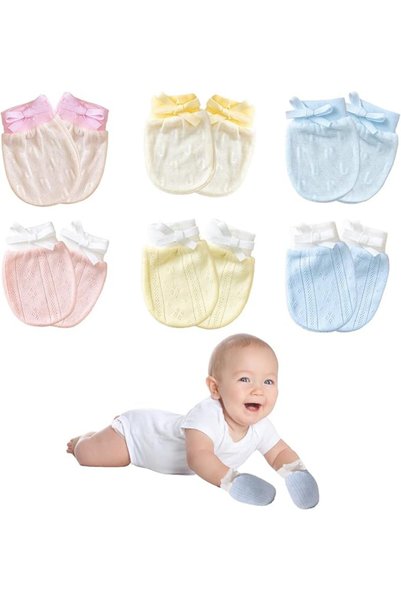 Hepiide 6 Pairs Baby Anti Scratch Mittens for Newborn Boys Girls, Elasticity ...