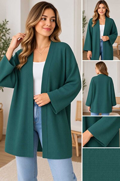 Umay moda 59 قماش بوروموك - مقاس كبير - ياقة شال - كيمونو هيردان