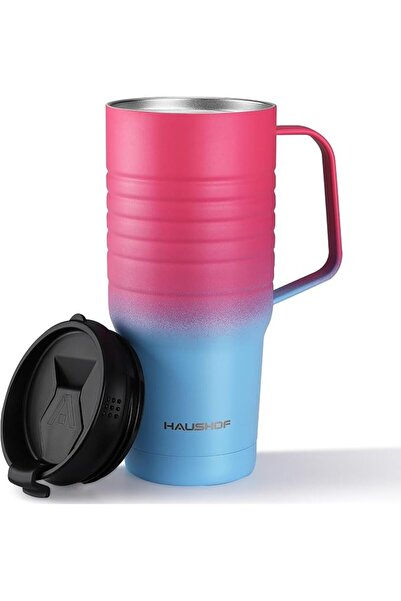 Haushof 700 ml Travel Tumbler with Handle, Stainless Steel Coffee Mug