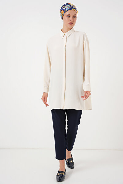 Modamorfo Women's Long Shirt Tunic 5945 - Ecru