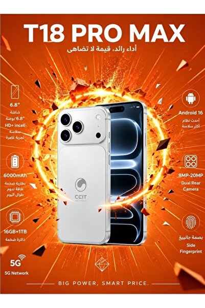 CCIT T18 Pro Max Smartphone, 6.8-Inch HD+ Incell Display, 16GB+1TB Memory, An...