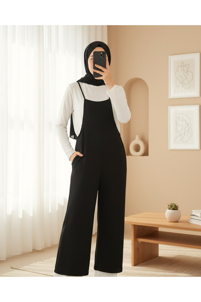 Modamorfo 7019 Gardener Overalls with Straps - Black