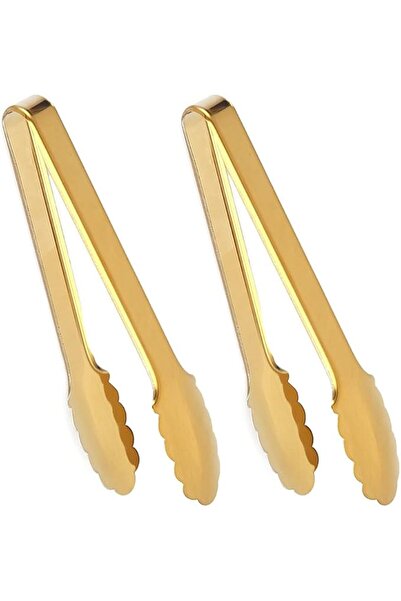 ALMEKAQUZ Premium Gold Plated Stainless Steel Serving Tongs Set, Elegant Kitc...
