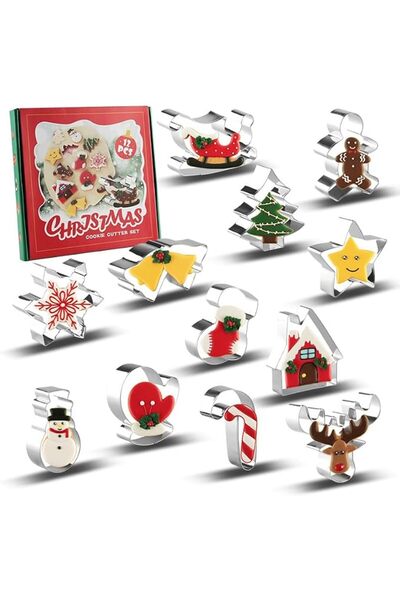 GENERAL Christmas Cookie Cutters 12PCS Stainless Steel Baking Mould, Snow Man...