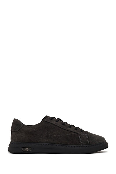 Derimod Men's Anthracite Lace-Up Suede Leather Sneaker Wm660015Ds
