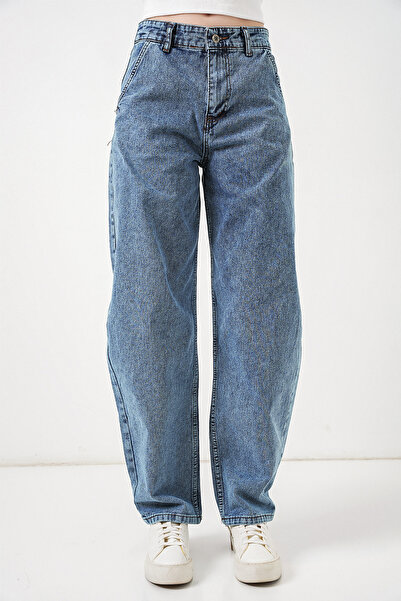 Modamorfo 6689 Women's High Waist Baggy Jeans - Blue