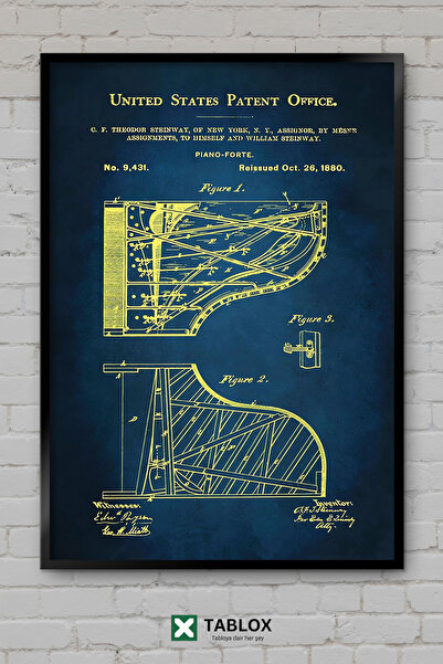 TABLOX Πιάνο Steinway 1880 Vintage με μουσικό πλαίσιο πατέντας, διακοσμητικό ...