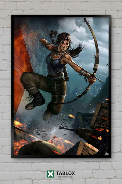 TABLOX Tomb Raider Lara Croft Αφίσα περιπέτειας βιντεοπαιχνιδιών με κορνίζα Δ...