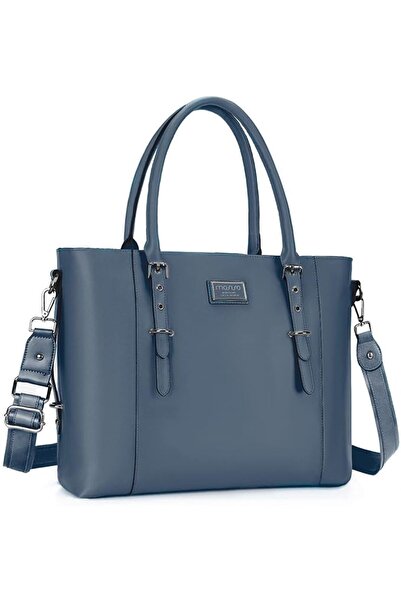 Mosiso Laptop Tote Bag, PU Leather Shoulder Bag
