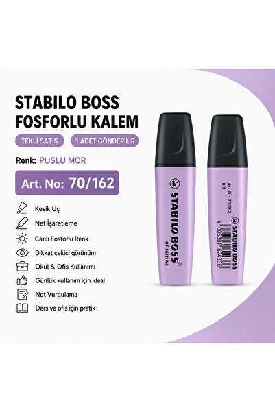 Stabilo BOSS Fosforlu Kalem 1 Adet – Metin İşaretleme Kalemi