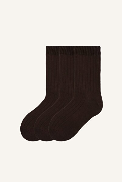 DeFacto Men's 3-Piece Ribbed Long Socks I4813Axns