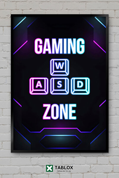 TABLOX Gaming Zone Game Zone Gamer Neon Αφίσα τοίχου με διακοσμητικό πλαίσιο ...